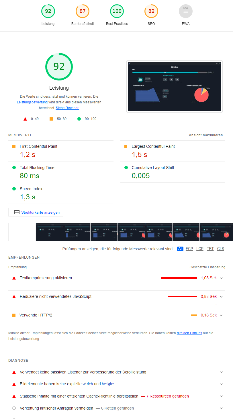 Statisticspage Results